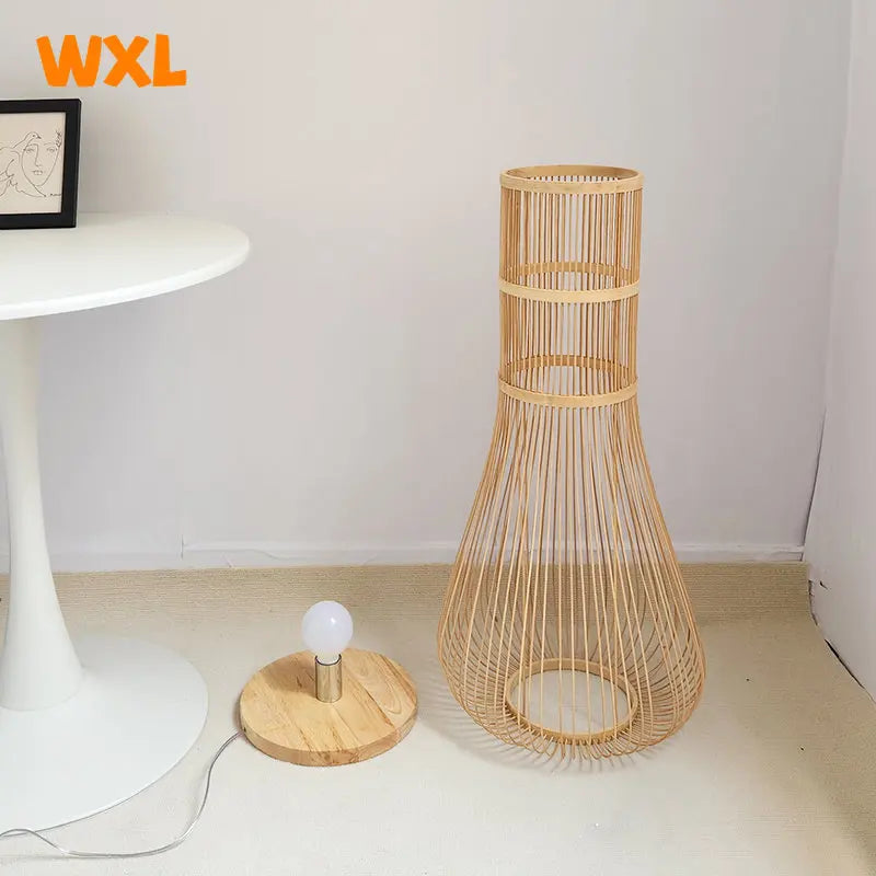lampadaire en bambou asiatique style zen rustique décoratif - vue 6 sur 7
