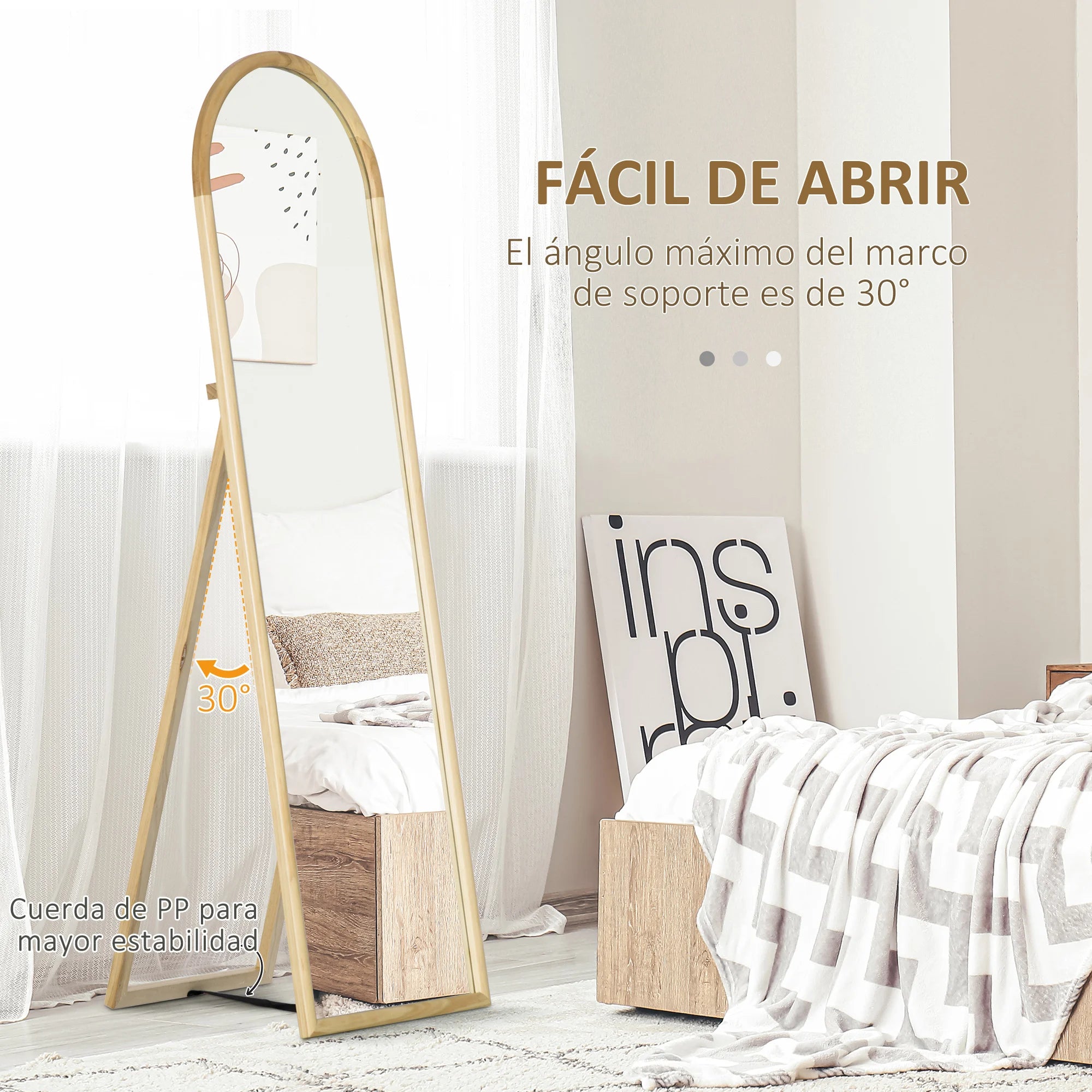 miroir de sol en bois massif design élégant pour intérieur - vue 8 sur 7