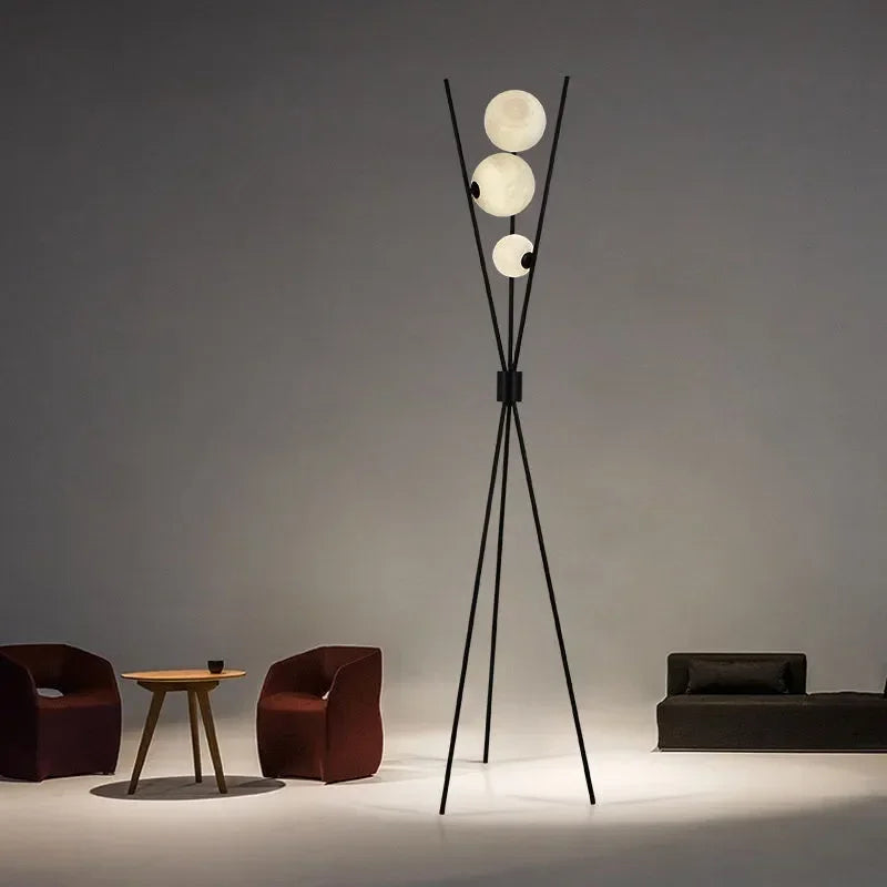 Lampadaire LED lune boule de verre