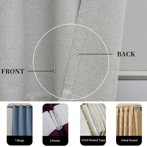 Rideau occultant imitation lin sur mesure chambre salon