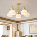 plafonnier led minimaliste en bois et verre pour restaurant ou café