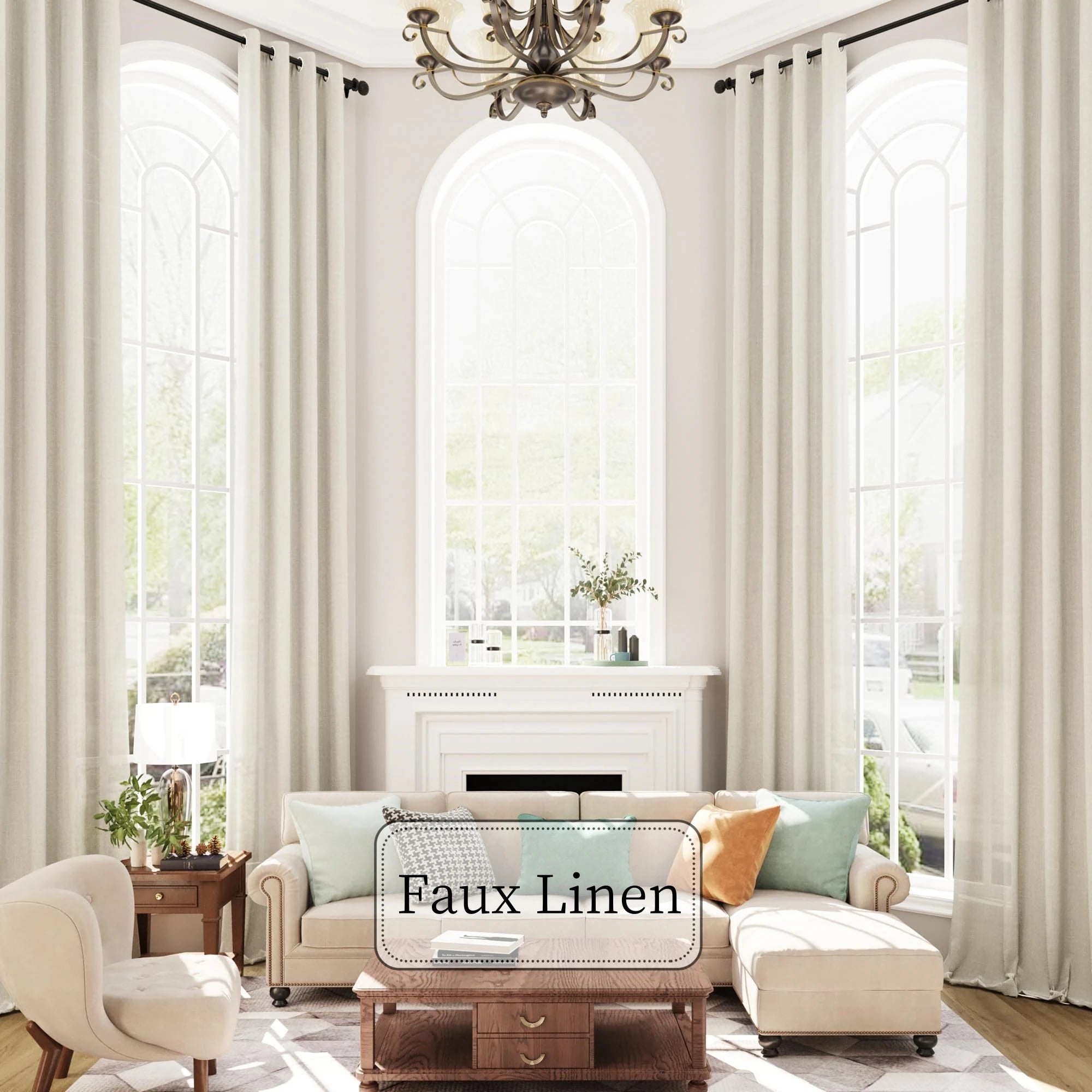 Voilage imitation lin extra long style moderne