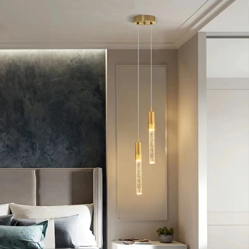Suspension modernes chambre de luxe Led cristal lampe nordique décoration lampes suspendues pour plafond chambre décor plafonnier - vue 7 sur 10