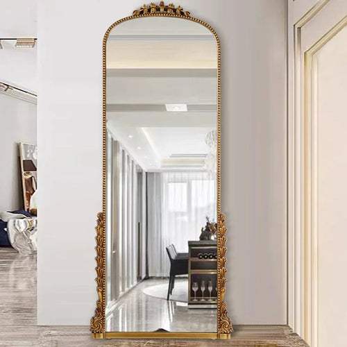 miroir mural doré encadré en pu français pleine longueur - vue 2 sur 7