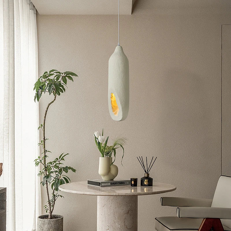 Designer Wabi Sabi Wind Restaurant Led Lustre Creative Salon Modèle Chambre Chambre Décor Lampe Ciment À La Main Luminaire - vue 6 sur 8
