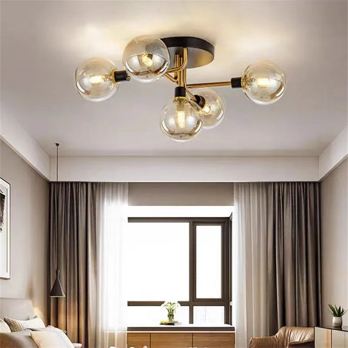 Plafonnier en verre nordique G9 LED lumière industrielle en métal pour chambre salon salle à manger étude maison intérieur loft lumière - vue 2 sur 18