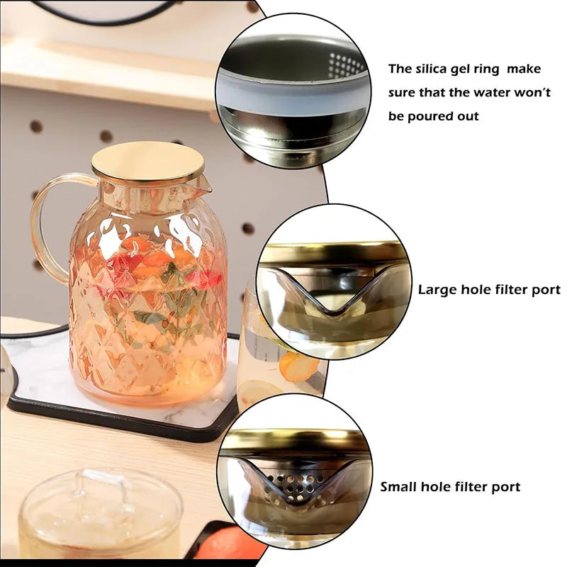 Pichet carafe verre borosilicate 1800 ml style vintage