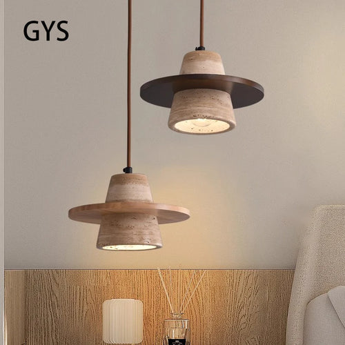 lustre petit en pierre led style rétro médiéval - vue 2 sur 8