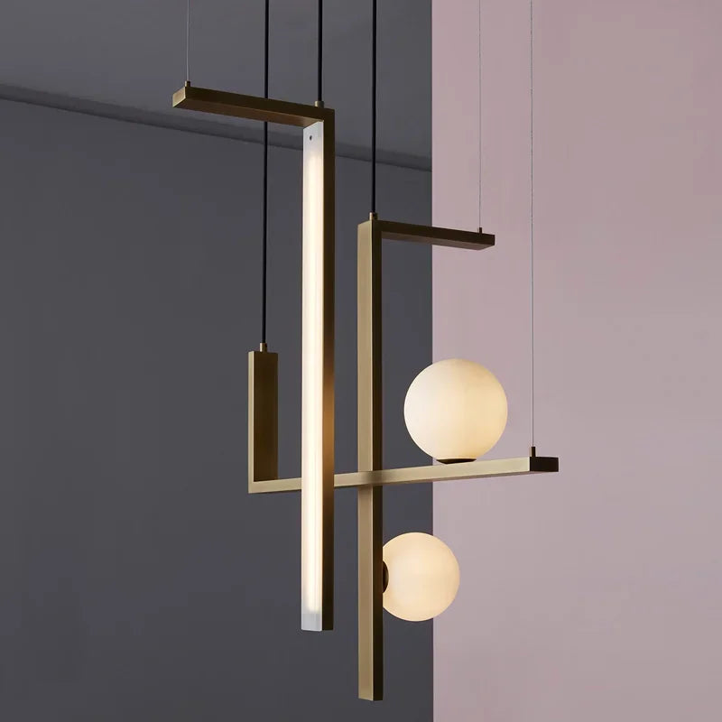 Nordic Minimalist Geometric Chandelier Glass Magic Beans Chandelier Living Room Dining Room LED Decorative Combination Lamps - vue 5 sur 13
