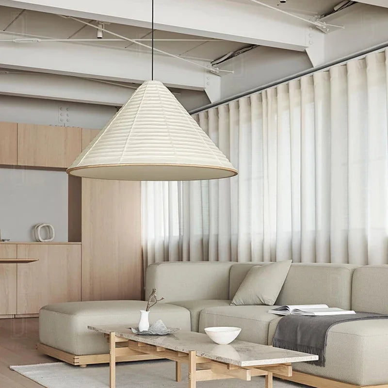 suspension japonaise wabi-sabi lampe en papier de riz design pliable - vue 6 sur 8