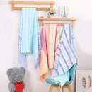 serviette de plage turque coton rayée pompons légère