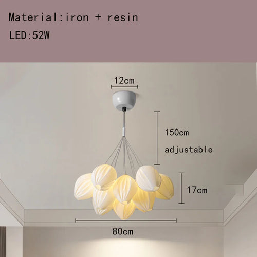 lustre en résine avec abat-jour romantique en métal - vue 13 sur 14