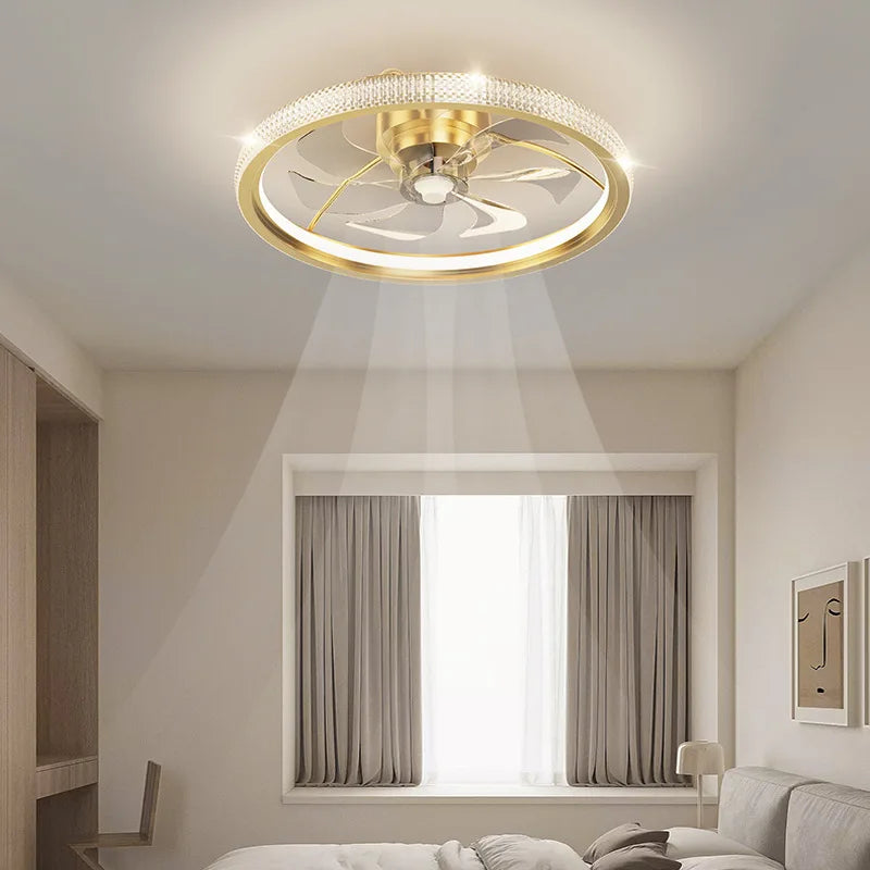 plafonnier led moderne avec ventilateur éclairage silencieux intelligent - vue 3 sur 15