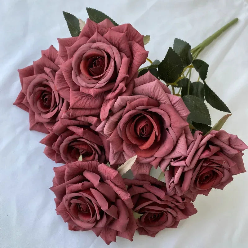 bouquet de roses artificielles en soie pour décoration intérieure - vue 7 sur 17