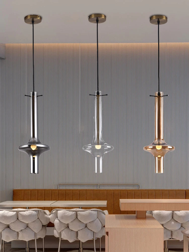 lustre en verre à joint en bambou créatif pour décoration intérieure - vue 4 sur 12