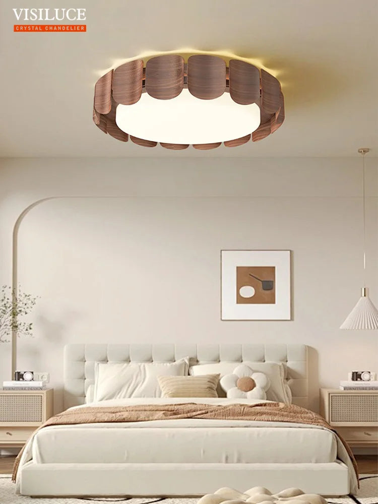 plafonnier moderne wabi-sabi en bois pour intérieur design
