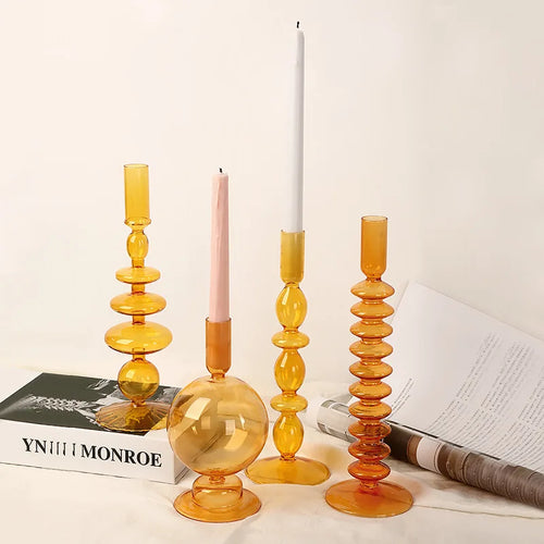 bougeoir conique en verre pour décoration intérieure festive - vue 3 sur 17