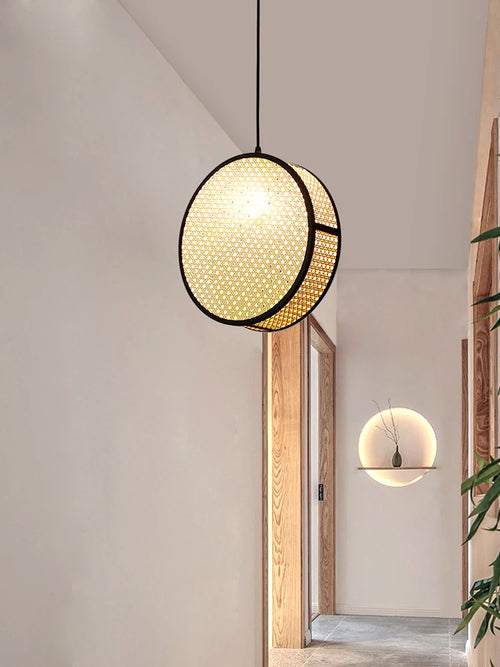 lustre en rotin tissé style créatif pour ambiance chaleureuse - vue 3 sur 9