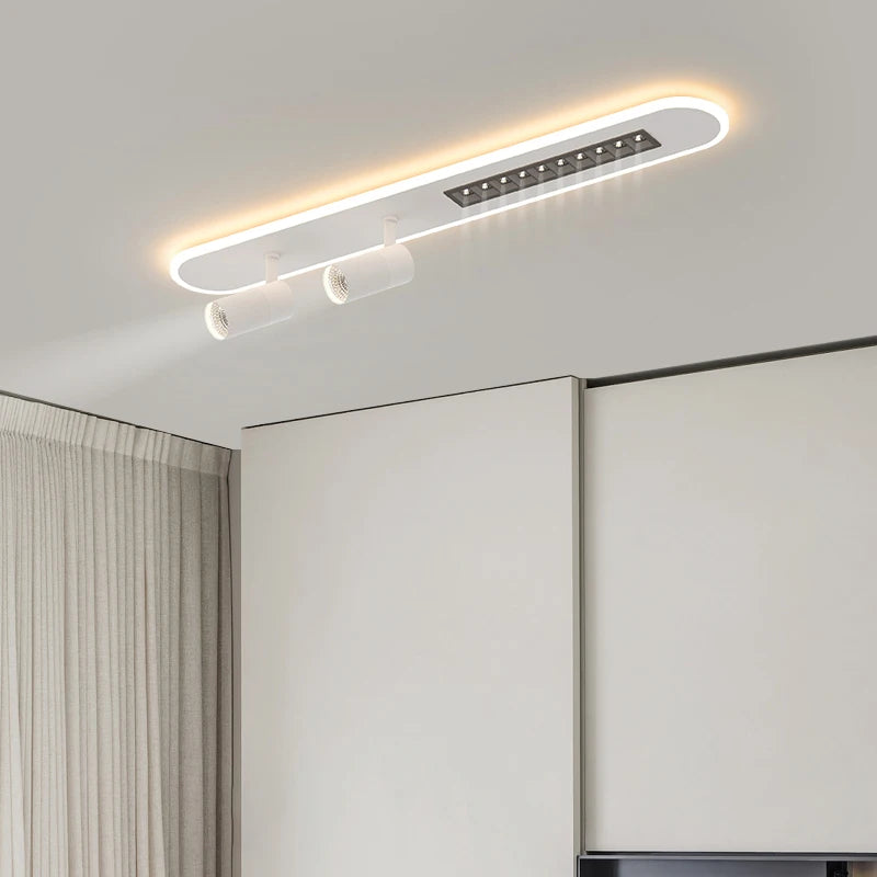 Plafonnier led nordique long pour intérieur avec projecteurs - vue 6 sur 10