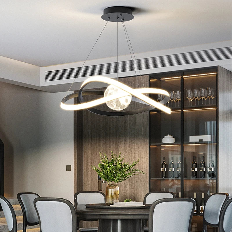 suspension led moderne style art noir pour intérieur - vue 3 sur 12