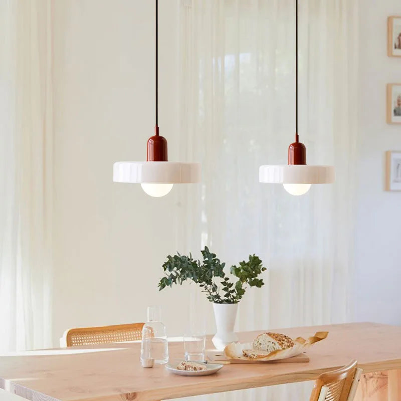 lustre moderne suspendu en verre coloré pour intérieur
