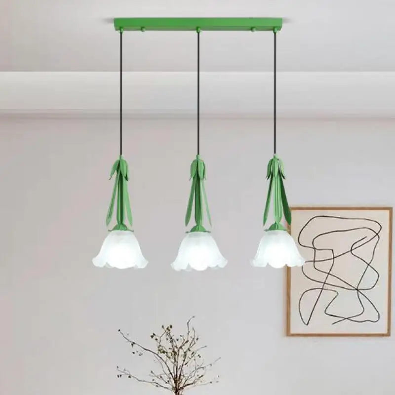 lustre suspendu à led en verre blanc laiteux à 3 têtes - vue 3 sur 12