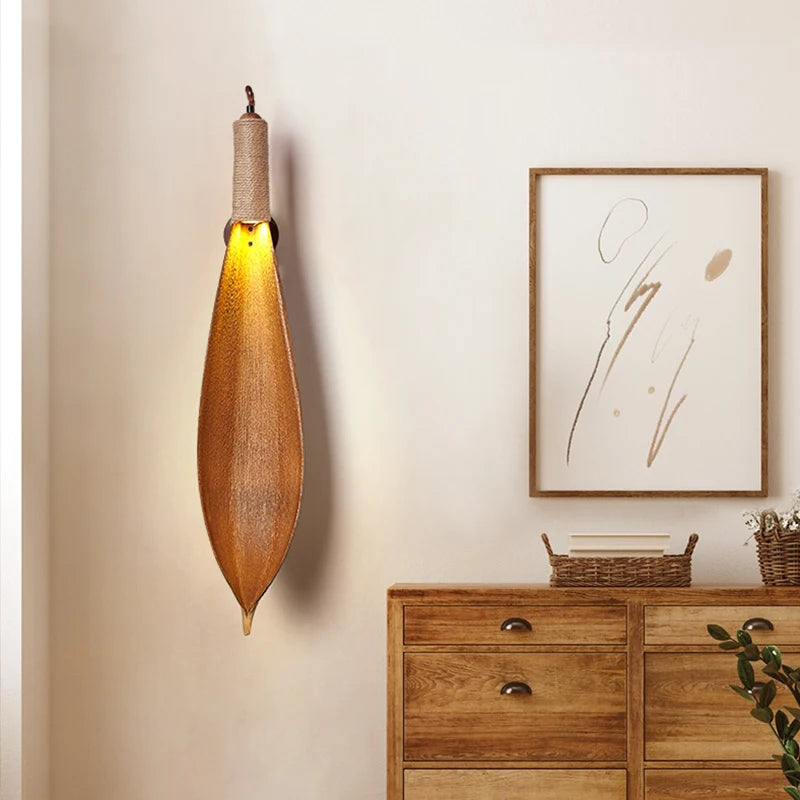 lustre japonais wabi-sabi art rétro feuille naturelle pour boutiques et restaurants - vue 4 sur 8
