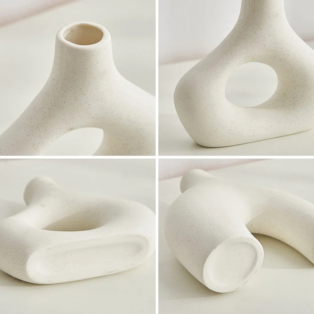 lot de 2 vases en céramique nordique pour décoration moderne - vue 5 sur 7