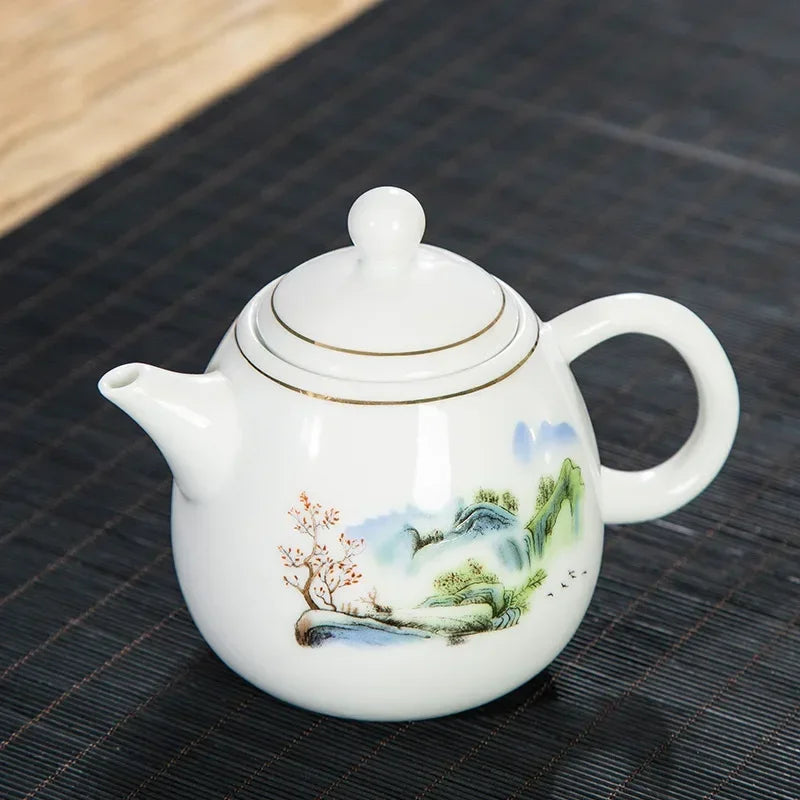 Theiere porcelaine style yixing service the asiatique artisanal - vue 2 sur 7
