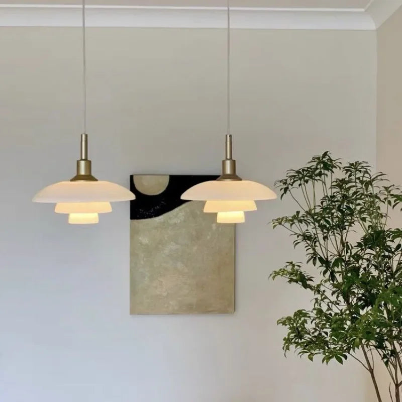 suspension design danois abat-jour en verre lumineux décoratif - vue 5 sur 12