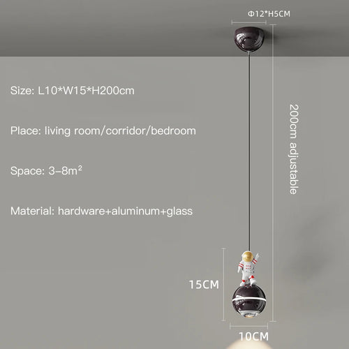 lustre moderne led design astronaute petites suspension - vue 18 sur 18
