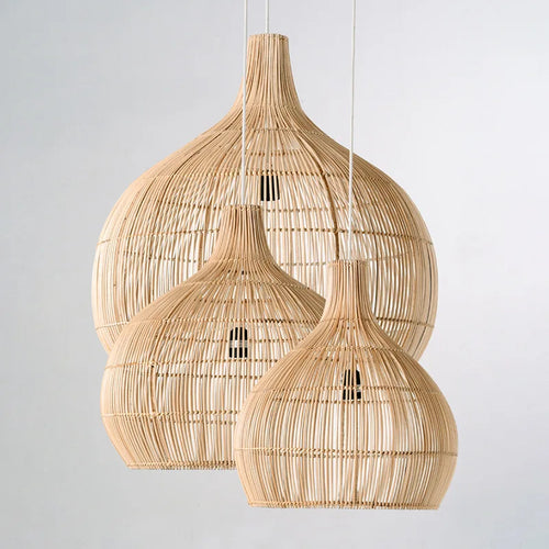suspension en osier japonais tissée à la main en forme de cage - vue 14 sur 15