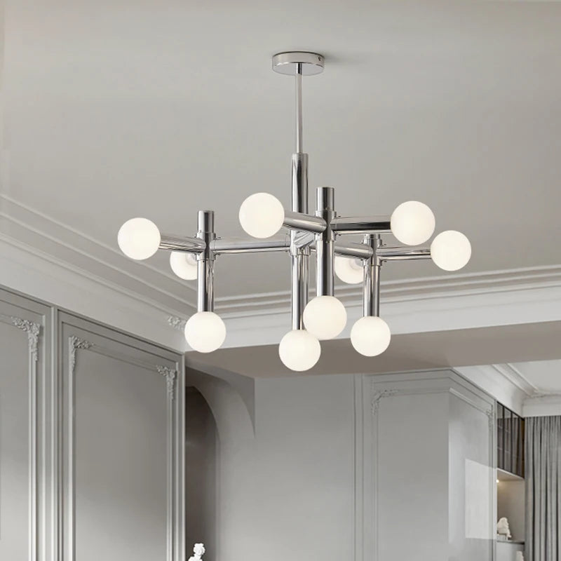 lustre chrome au design artistique pour éclairage d'intérieur - vue 3 sur 7