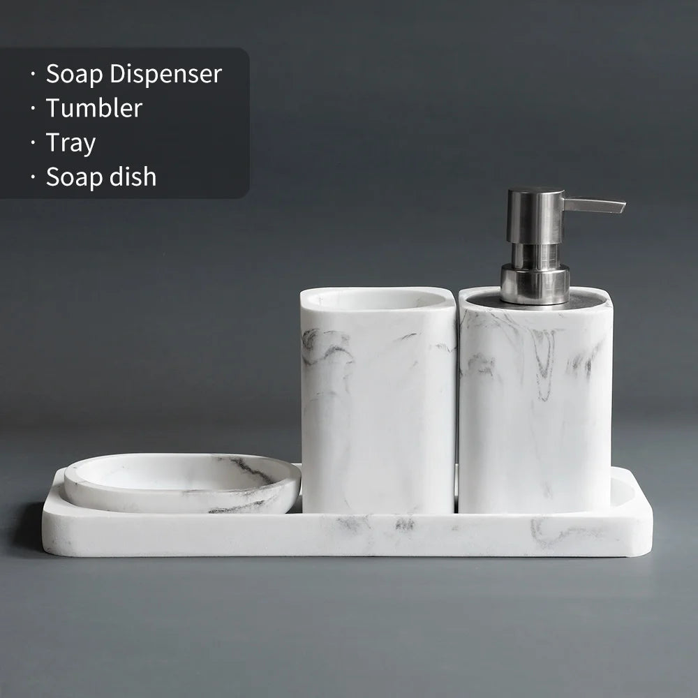 ensemble d'accessoires en marbre blanc pour salle de bain - vue 8 sur 8