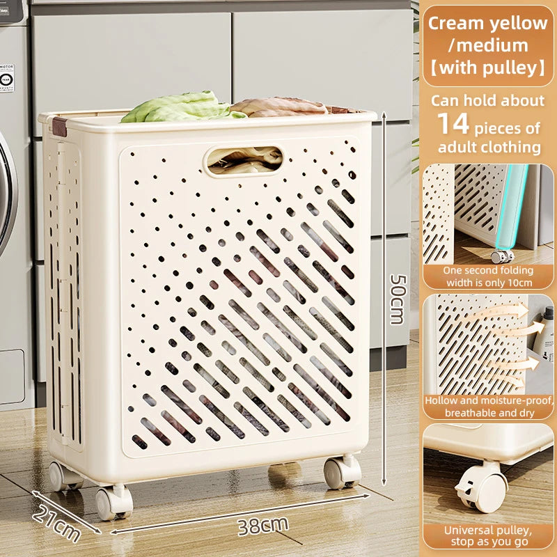 panier à linge pliable avec roulettes grande capacité multifonctionnel - vue 14 sur 14