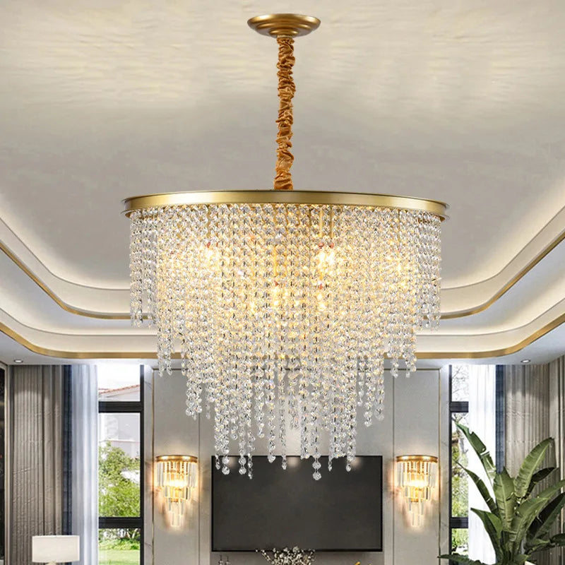 lustre moderne en cristal avec lumière suspendue élégante pour décoration intérieure - vue 4 sur 10