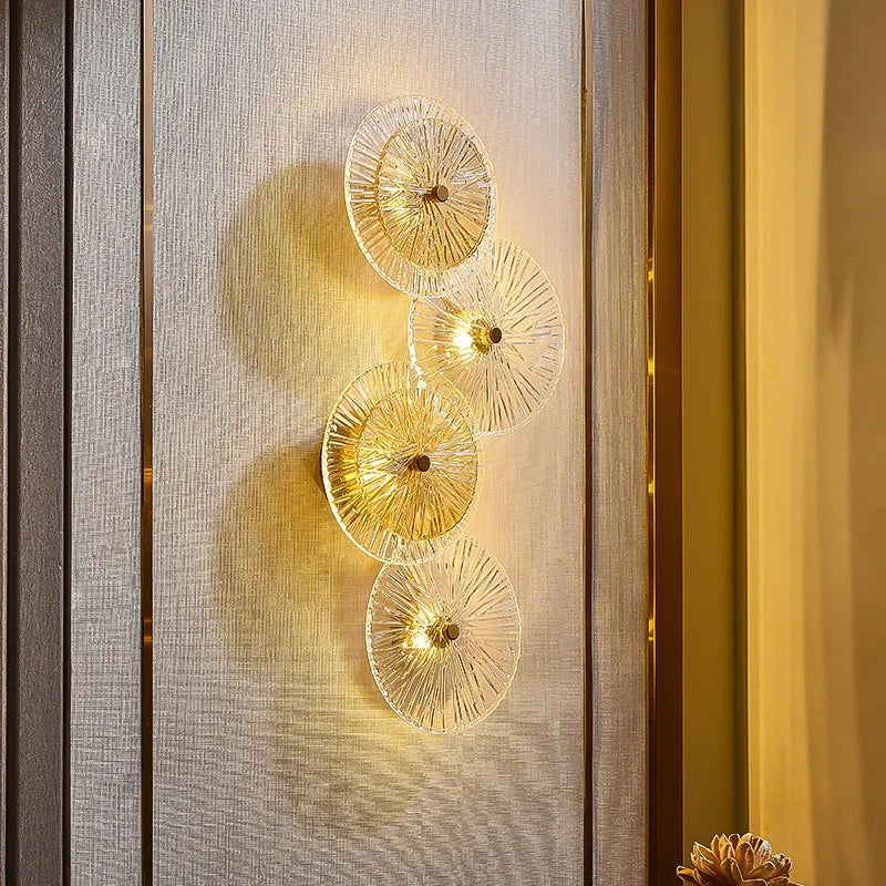 applique murale ronde moderne en cristal avec lumières led nordiques - vue 6 sur 13