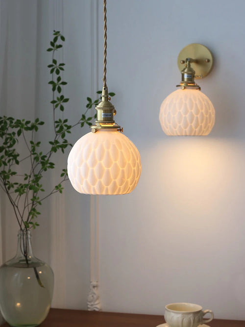 suspension japonaise en céramique artisanale pour éclairage décoratif - vue 2 sur 8