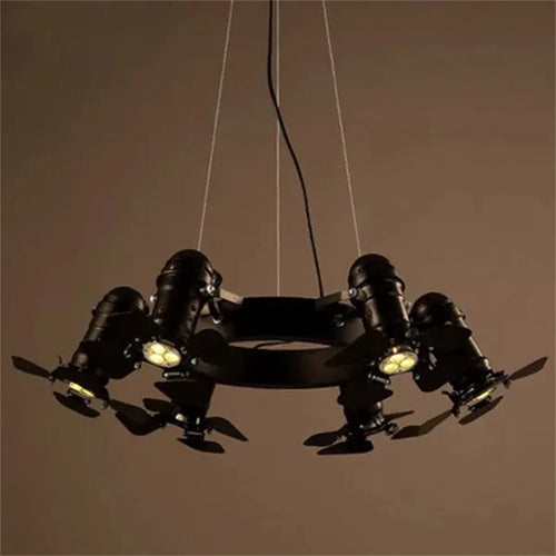 lustre industriel vintage à 6 têtes pour établissements commerciaux - vue 3 sur 6