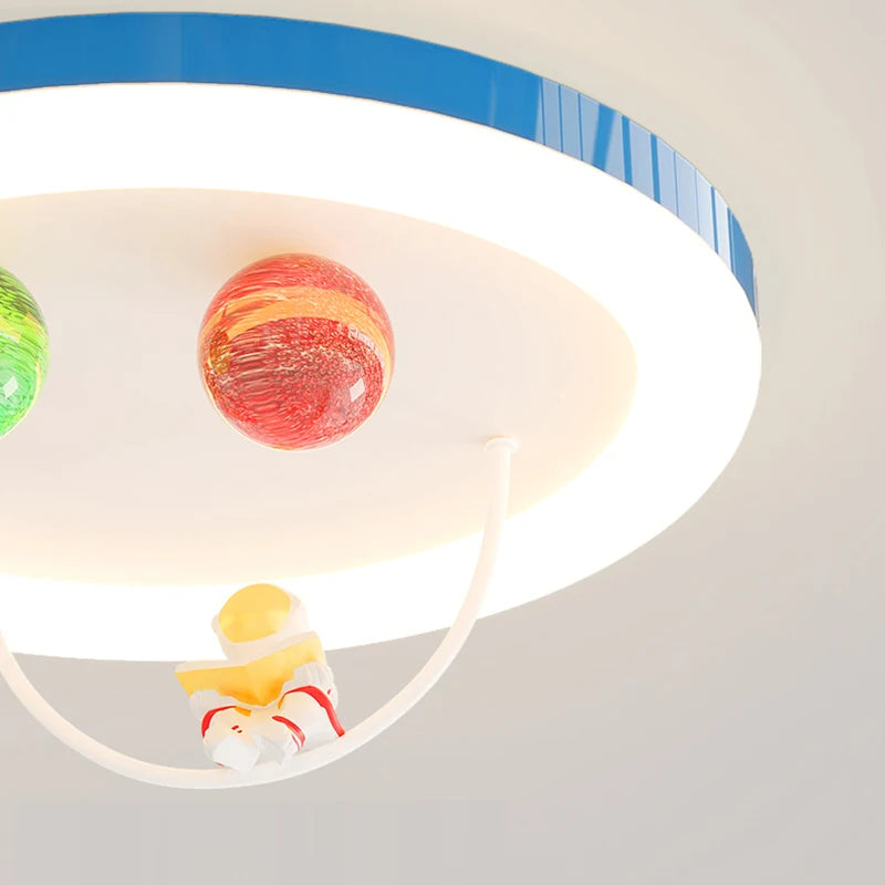 Creative Colorful Glass Ceiling Chandelier Light Planet Astronaut Ceiling Lamps Pink Blue Chrome 220V Children's Bedroom Lamps - vue 6 sur 9