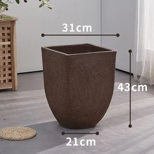 pot de fleurs en argile carrée pour jardin extérieur avec plantes respirantes - vue 9 sur 9