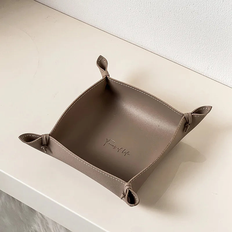 plateau de rangement en cuir pour dés bijoux et clés - vue 14 sur 14