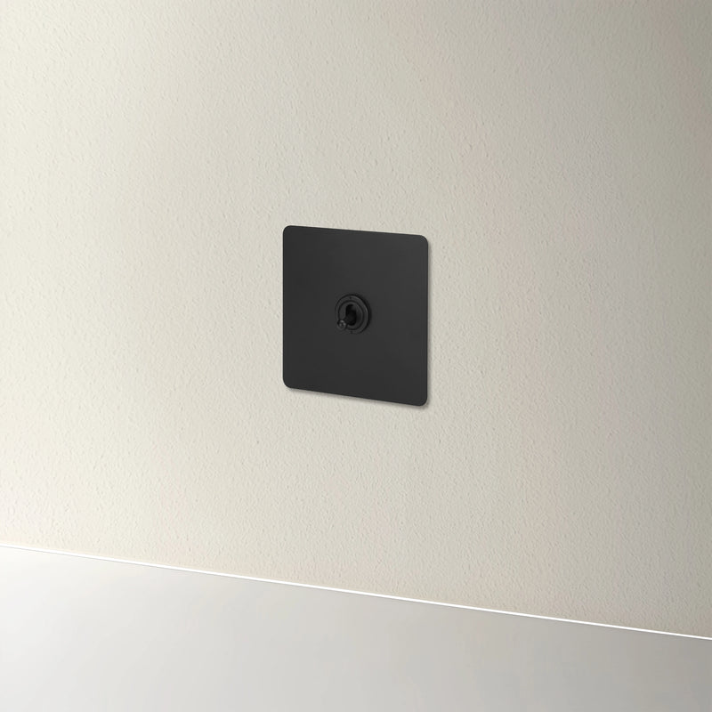 Prise TV en acier noir mat bords arrondis