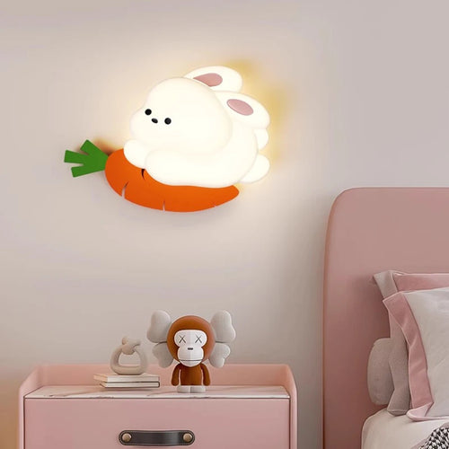 applique murale lapin radis LED pour chambre enfant - vue 2 sur 8