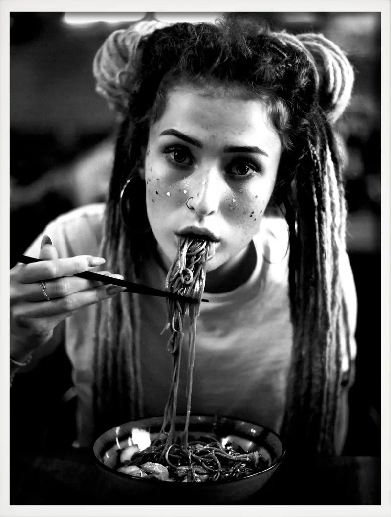 affiche art mural femmes buvant vin spaghettis décoration cadeau