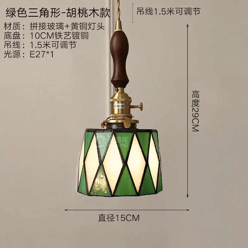 lustre en verre fait main style tiffany pour décoration intérieure - vue 13 sur 15