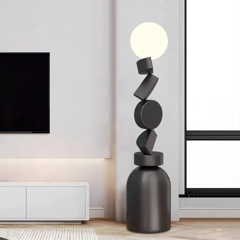 lampadaire design rond en verre pour décoration moderne - vue 2 sur 12
