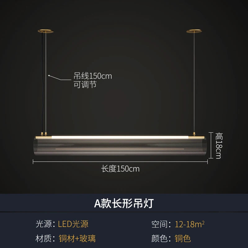 lampes suspendues long tube acrylique nordique pour restaurants et bars - vue 7 sur 9