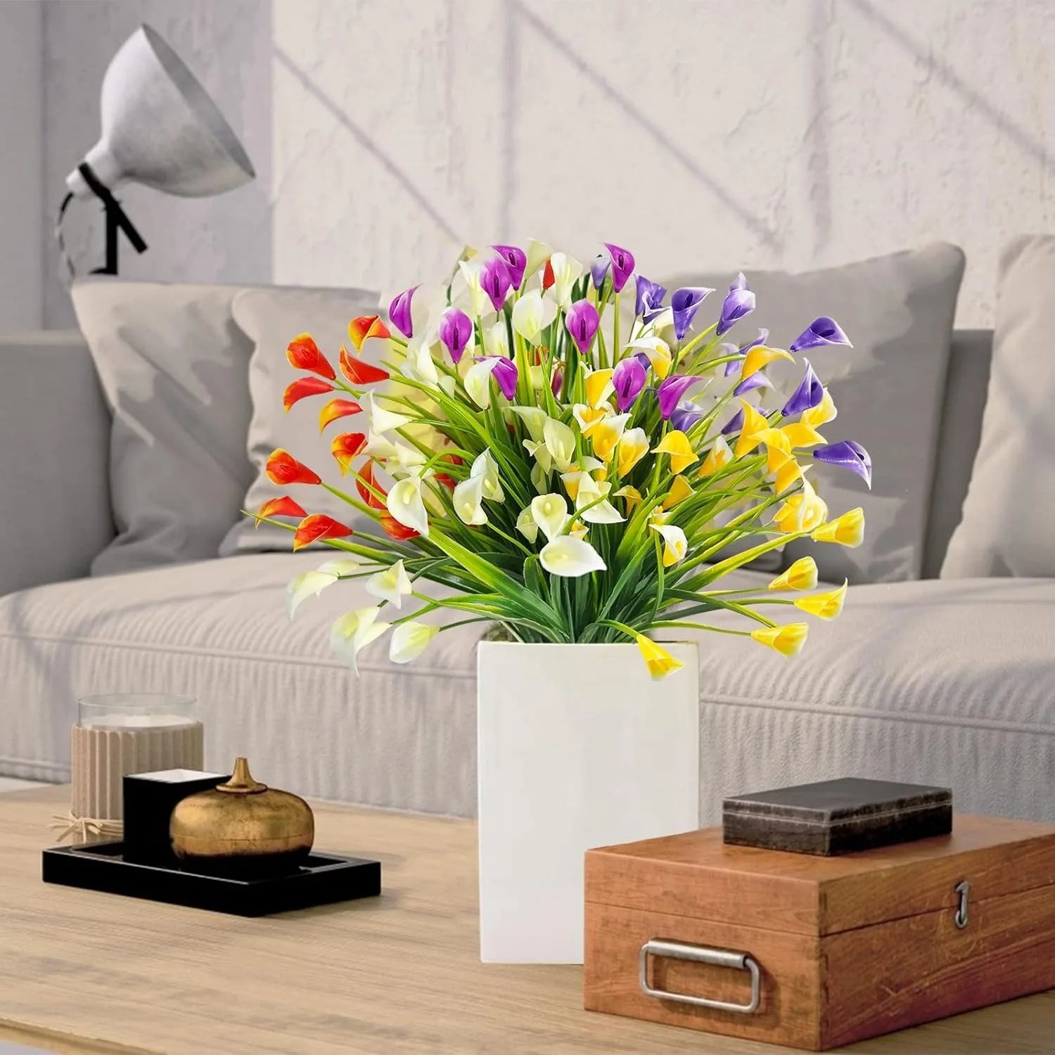 bouquet de lys calla artificiels pour décoration intérieure et extérieure - vue 4 sur 12