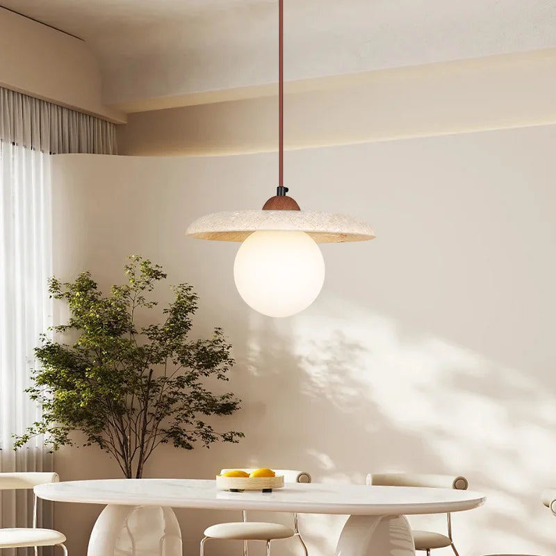 lustre led vintage avec suspension en pierre naturelle - vue 3 sur 6